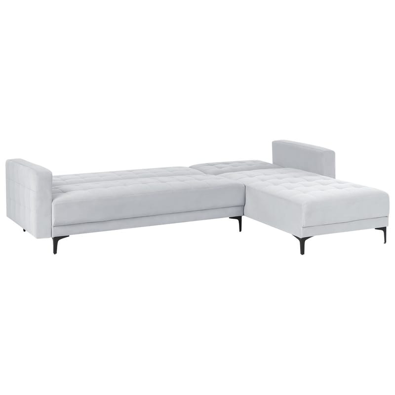 4-personers sovesofa Aberdeen - Lysegrå, sort/Venstrevendt/Fløjl - Møbler - Sofaer - Sofa med chaiselong - 4 personers sofa med chaiselong