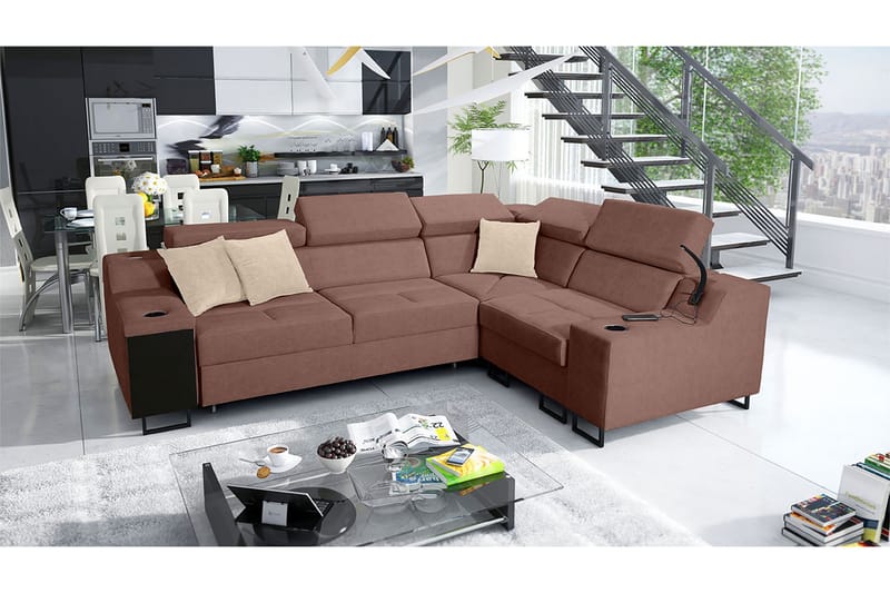 4-Pers. Sovesofa Højre - Lyserød - Møbler - Sofaer - Sovesofaer