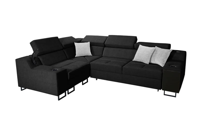 4-Pers. Sovesofa Venstre - Sort - Møbler - Sofaer - Sovesofaer