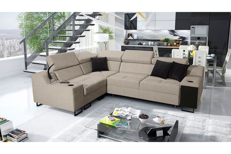 4-Pers. Sovesofa Venstre - Beige - Møbler - Sofaer - Sovesofaer