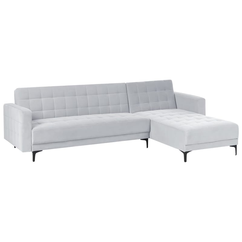 4-personers sovesofa Aberdeen - Lysegrå, sort/Venstrevendt/Fløjl - Møbler - Sofaer - Sofa med chaiselong - 4 personers sofa med chaiselong