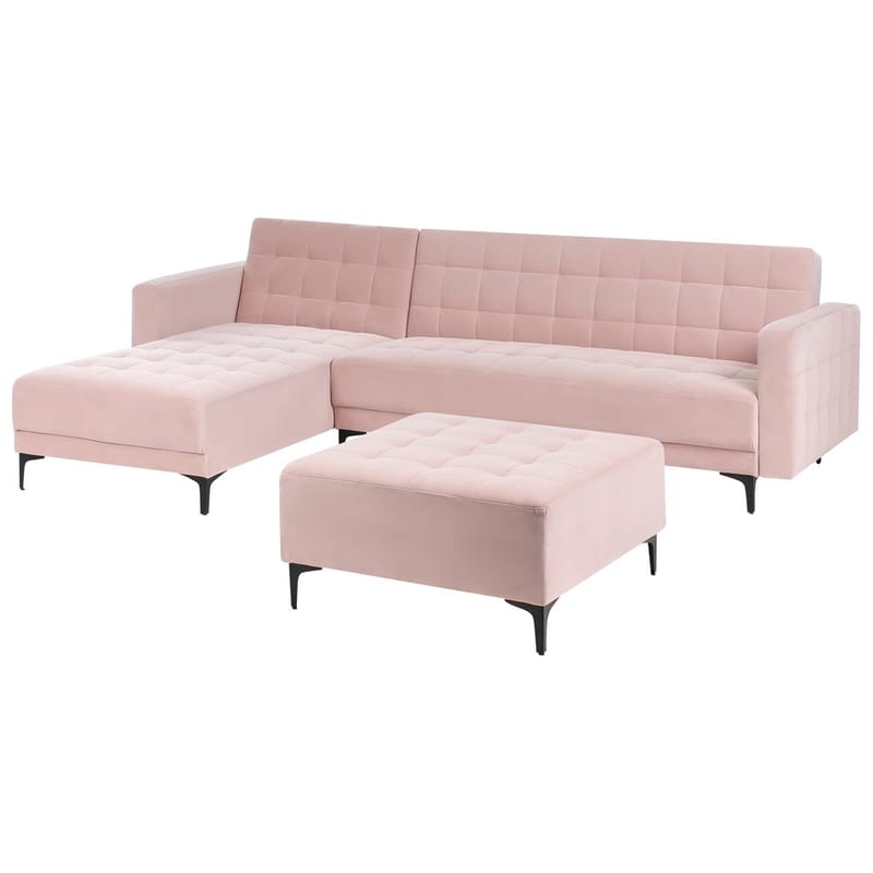 4-personers sovesofa Aberdeen - Pastelpink, Sort/Højrevendt/Fløjl - Møbler - Sofaer - Sofagrupper