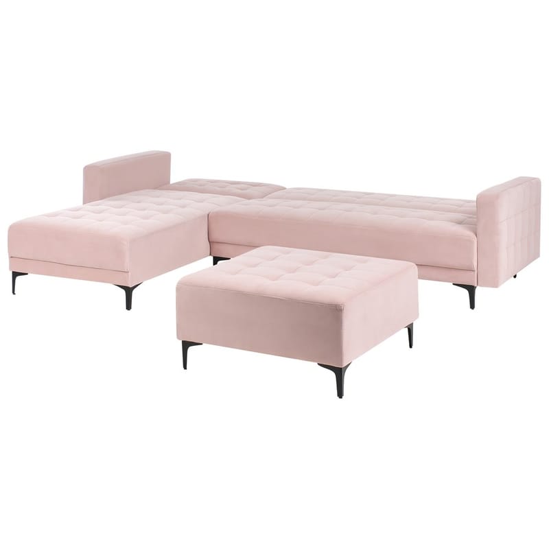 4-personers sovesofa Aberdeen - Pastelpink, Sort/Højrevendt/Fløjl - Møbler - Sofaer - Sofagrupper