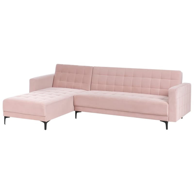 4-personers sovesofa Aberdeen - Pastelpink, Sort/Højrevendt/Fløjl - Møbler - Sofaer - Sofagrupper