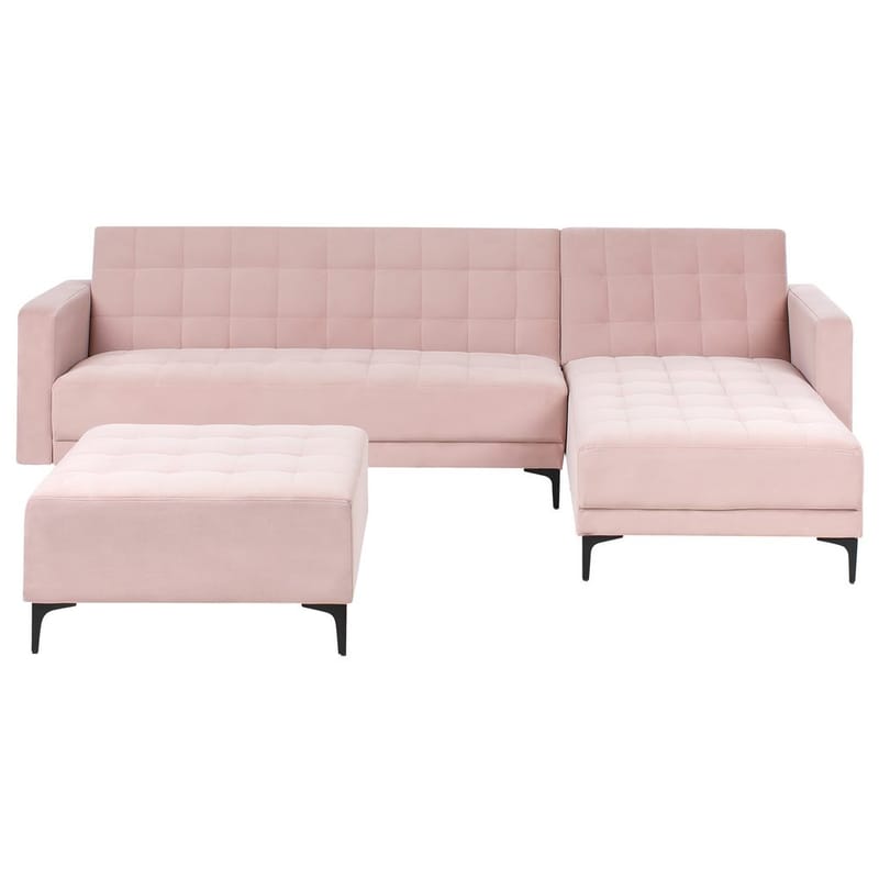 4-personers sovesofa Aberdeen, Pastelpink, Sort/Venstrevent/Fløjl