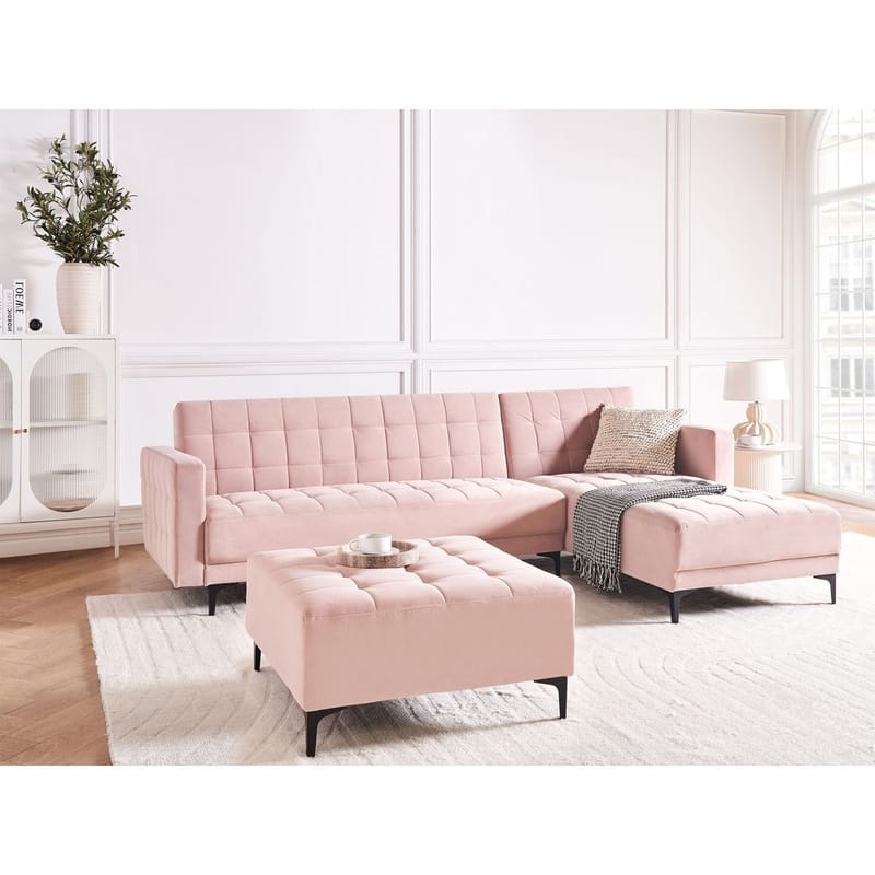 4-personers sovesofa Aberdeen - Pastelpink, Sort/Venstrevent/Fløjl - Møbler - Sofaer - Sofagrupper