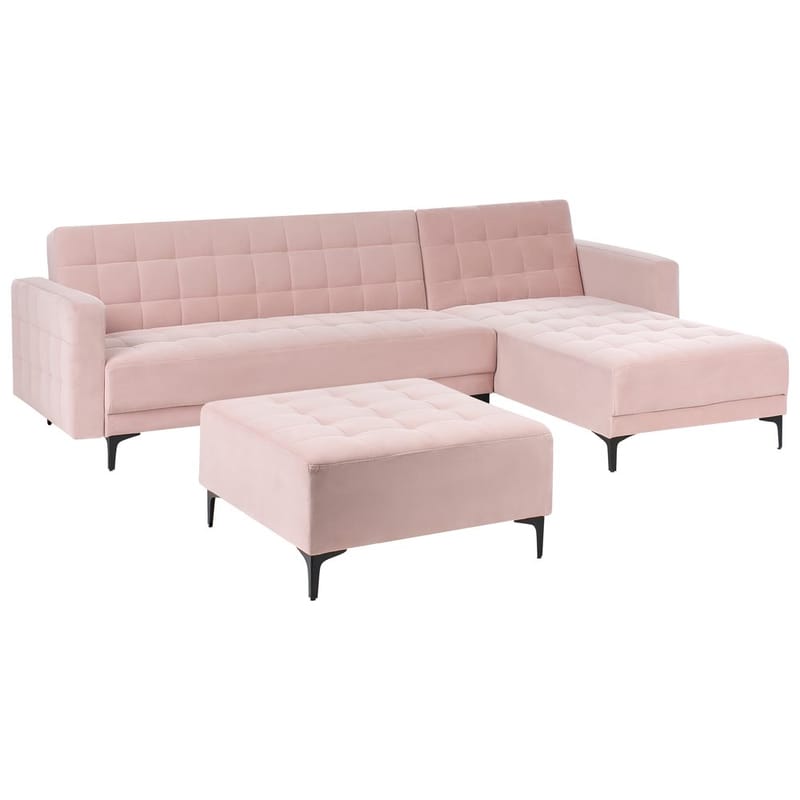 4-personers sovesofa Aberdeen - Pastelpink, Sort/Venstrevent/Fløjl - Møbler - Sofaer - Sofagrupper