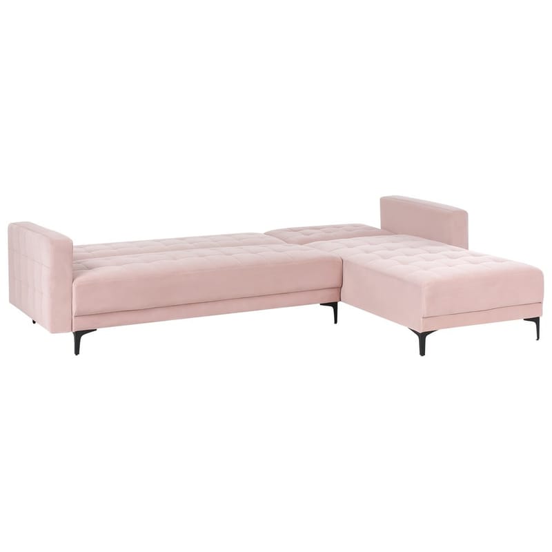 4-personers hjørnesofa Aberdeen - Pastelpink, Sort/Venstrevent/Fløjl - Møbler - Sofaer - Sovesofaer