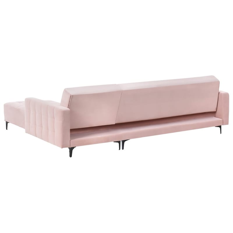 4-personers hjørnesofa Aberdeen - Pastelpink, Sort/Venstrevent/Fløjl - Møbler - Sofaer - Sovesofaer