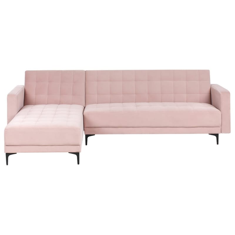 4-personers hjørnesofa Aberdeen - Pastelpink, Sort/Højrevendt/Fløjl - Møbler - Sofaer - Sovesofaer
