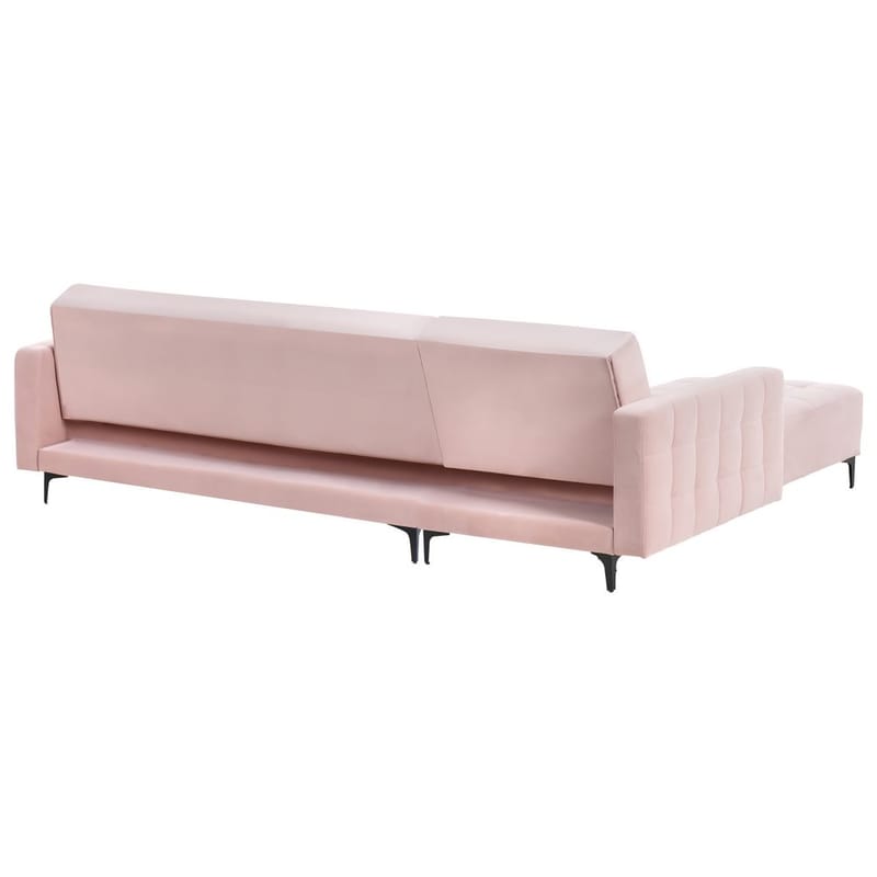 4-personers hjørnesofa Aberdeen - Pastelpink, Sort/Højrevendt/Fløjl - Møbler - Sofaer - Sovesofaer