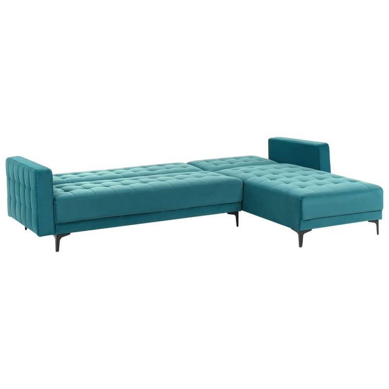 4-personers hjørnesofa Aberdeen - Havsblå, Sort/Venstrevendt/Fløjl - Møbler - Sofaer - Sovesofaer