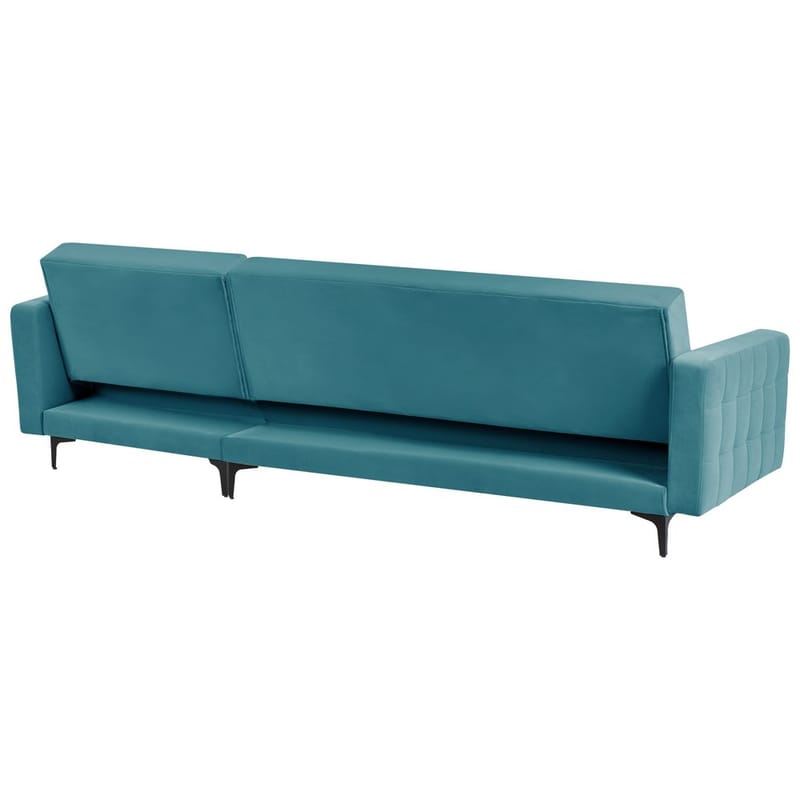 4-personers hjørnesofa Aberdeen - Havsblå, Sort/Venstrevendt/Fløjl - Møbler - Sofaer - Sovesofaer