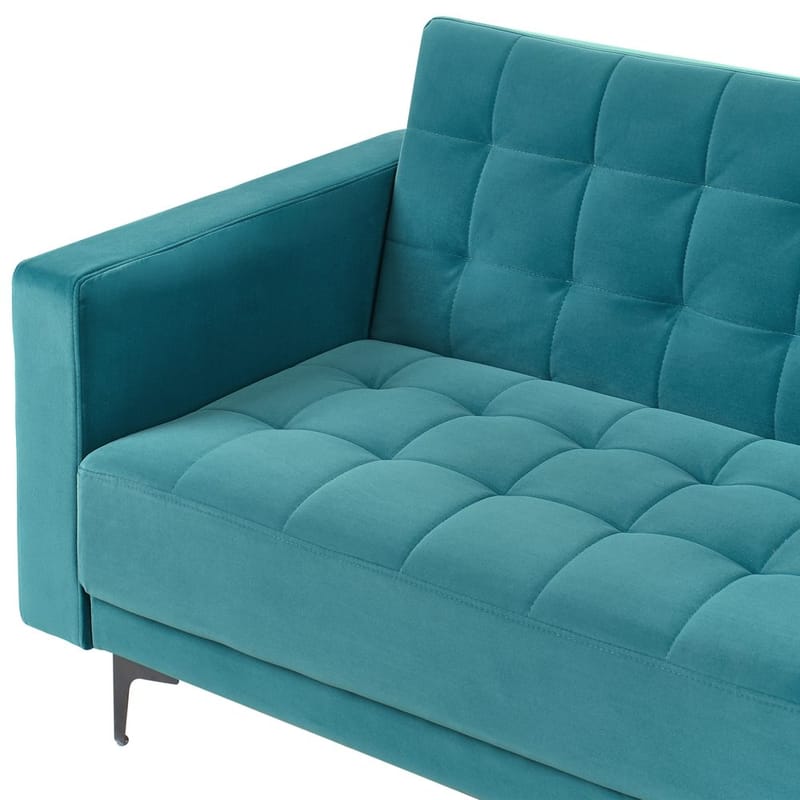 4-personers hjørnesofa Aberdeen - Havsblå, Sort/Venstrevendt/Fløjl - Møbler - Sofaer - Sovesofaer