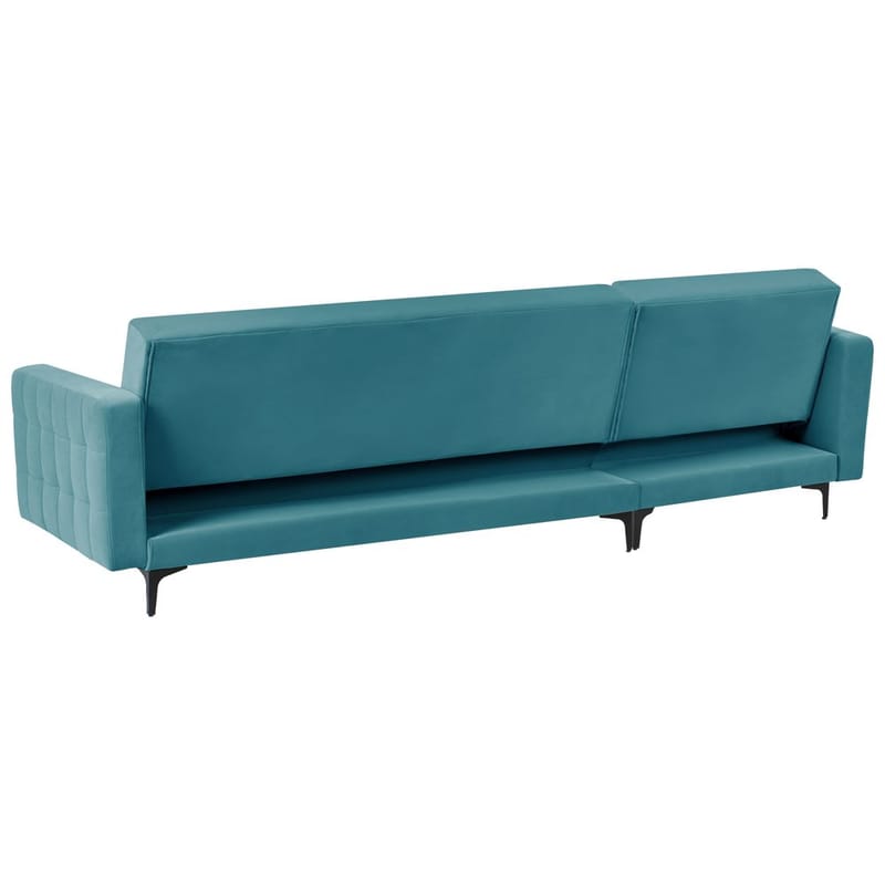 4-personers hjørnesofa Aberdeen - Havsblå, Sort/Højrevendt/Fløjl - Møbler - Sofaer - Sovesofaer