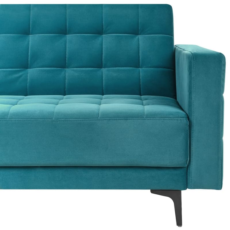 4-personers hjørnesofa Aberdeen - Havsblå, Sort/Højrevendt/Fløjl - Møbler - Sofaer - Sovesofaer