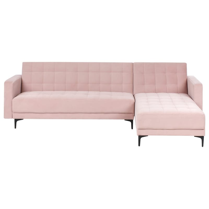 4-personers hjørnesofa Aberdeen, Pastelpink, Sort/Venstrevent/Fløjl