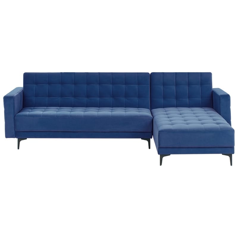 4-personers hjørnesofa Aberdeen, Blå, Sort/Vendbar/Fløjl