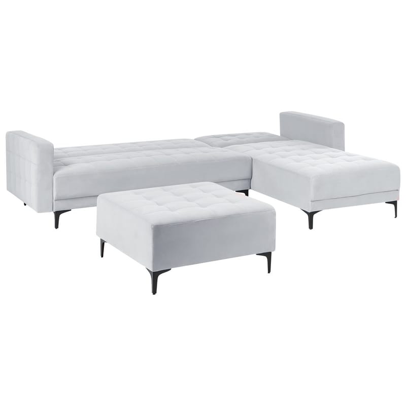 4-personers modulsofa Aberdeen - Lysegrå, sort/Venstrevendt/Fløjl - Møbler - Sofaer - Modulsofaer - Komplet modulsofa