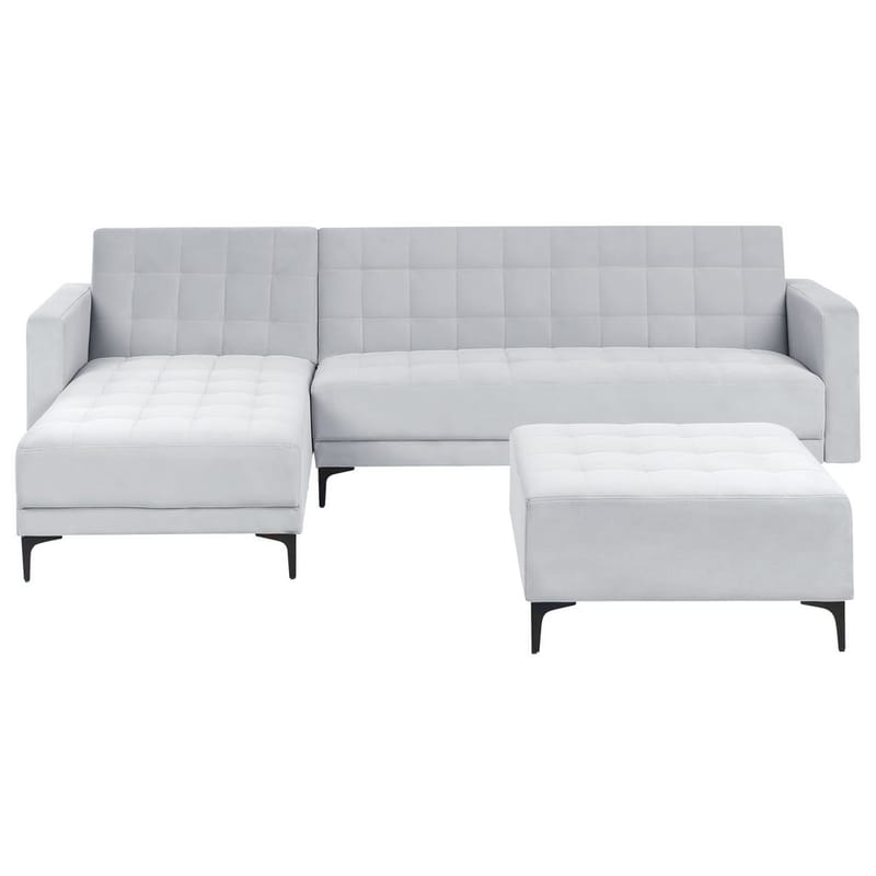 4-personers modulsofa Aberdeen, Lysegrå, sort/Højrevendt/Fløjl