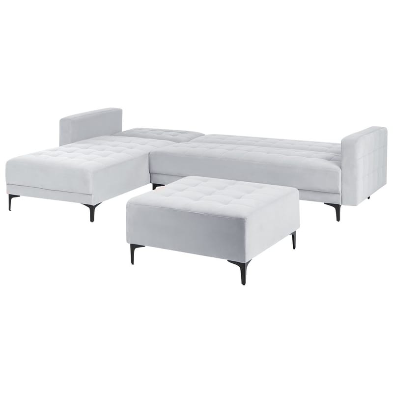 4-personers modulsofa Aberdeen - Lysegrå, sort/Højrevendt/Fløjl - Møbler - Sofaer - Modulsofaer - Komplet modulsofa