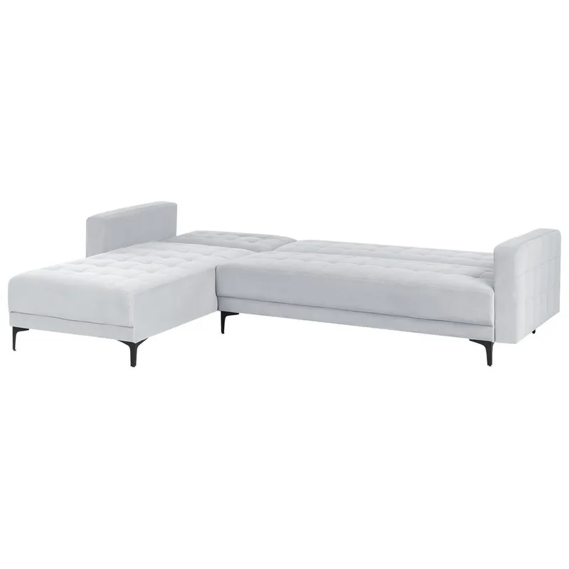 4-personers sovesofa Aberdeen - Lysegrå, sort/Højrevendt/Fløjl - Møbler - Sofaer - Sofa med chaiselong - 4 personers sofa med chaiselong