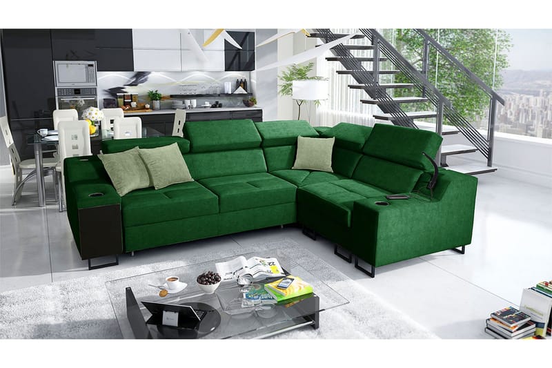 4-Pers. Sovesofa Højre - Grøn - Møbler - Sofaer - Sovesofaer