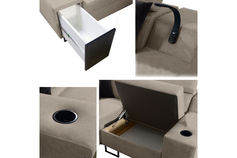 4-Pers. Sovesofa Venstre - Sort - Møbler - Sofaer - Sovesofaer