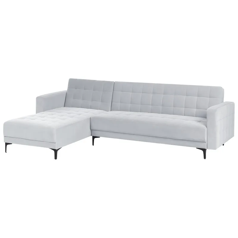 4-personers sovesofa Aberdeen - Lysegrå, sort/Højrevendt/Fløjl - Møbler - Sofaer - Sofa med chaiselong - 4 personers sofa med chaiselong