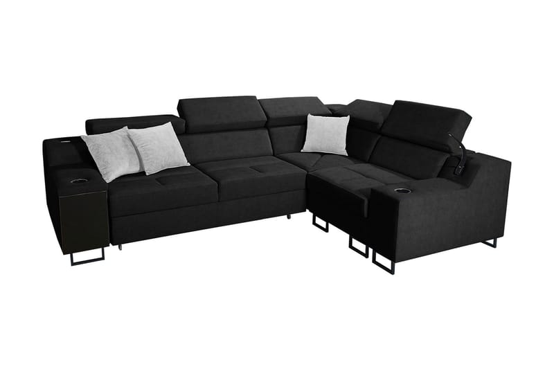 4-Pers. Sovesofa Højre - Sort - Møbler - Sofaer - Sovesofaer