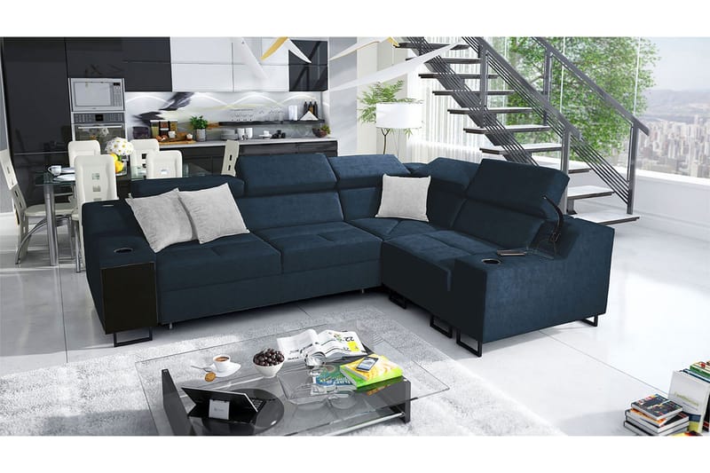 4-Pers. Sovesofa Højre - Blå - Møbler - Sofaer - Sovesofaer