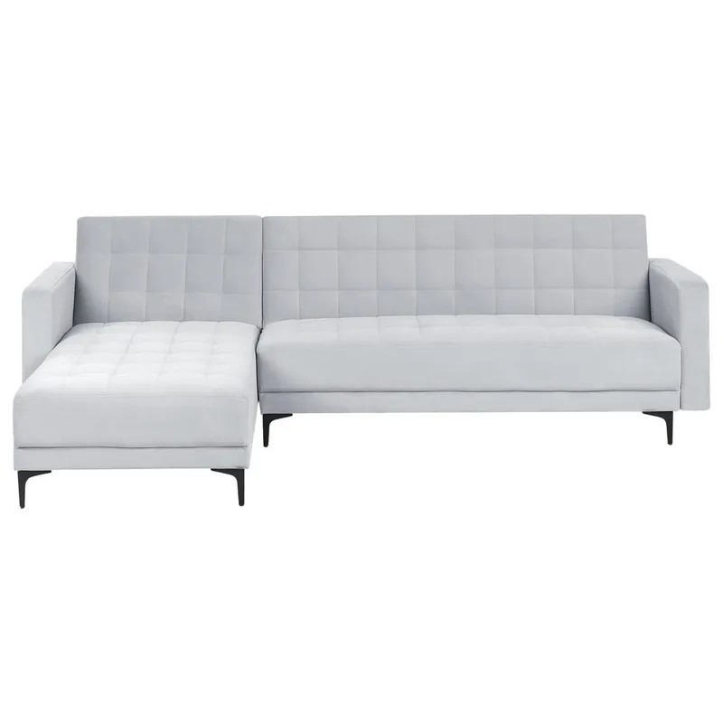 4-personers sovesofa Aberdeen, Lysegrå, sort/Højrevendt/Fløjl