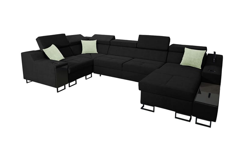 5-Pers. Sovesofa Højre - Sort - Møbler - Sofaer - Sovesofaer