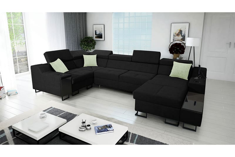 5-Pers. Sovesofa Højre - Sort - Møbler - Sofaer - Sovesofaer