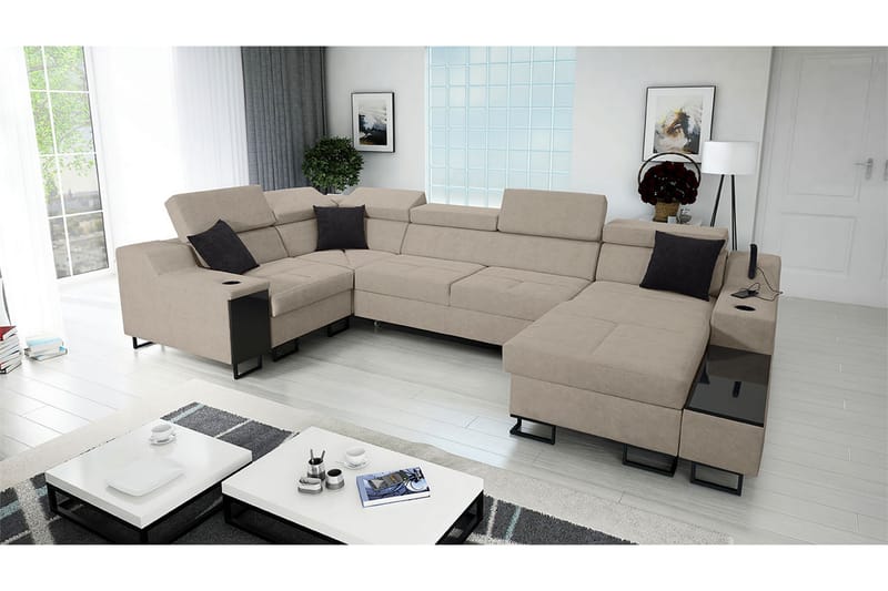 5-Pers. Sovesofa Højre - Beige - Sovesofaer - Hjørnesovesofa