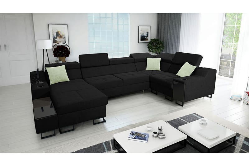 5-Pers. Sovesofa Venstre - Sort - Møbler - Sofaer - Sovesofaer