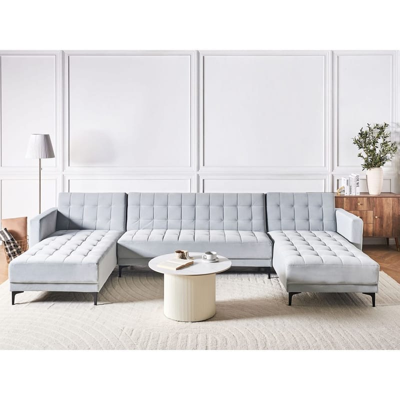 5-personers modulsofa Aberdeen - Lysegrå, sort/Fløjl - Møbler - Sofaer - Modulsofaer - Komplet modulsofa