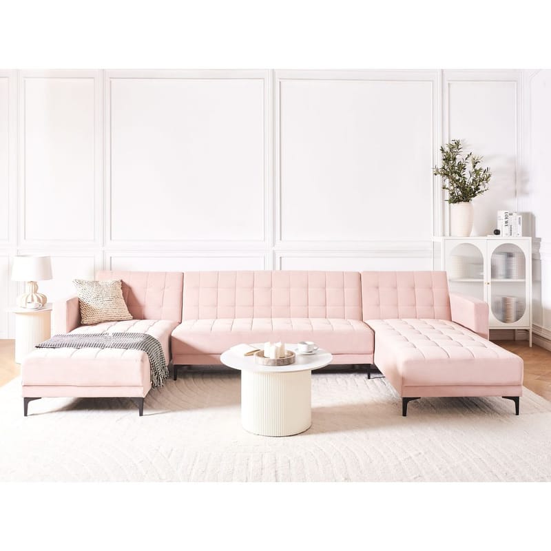 5-personers sovesofa Aberdeen - Rosa, Sort/Fløjl - Møbler - Sofaer - Sovesofaer