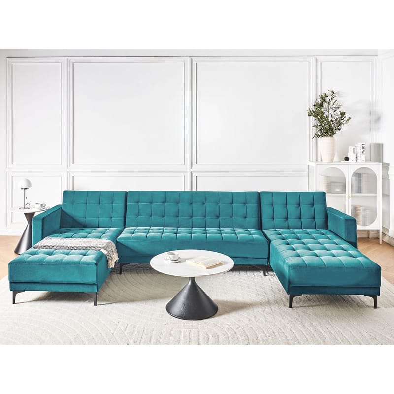 5-personers sovesofa Aberdeen - Blå, Sort/Fløjl - Møbler - Sofaer - Sovesofaer