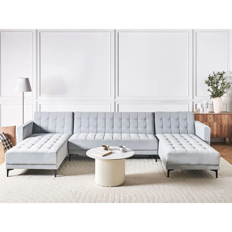 5-personers modulsofa Aberdeen - Lysegrå, sort/Fløjl - Møbler - Sofaer - Modulsofaer - Komplet modulsofa