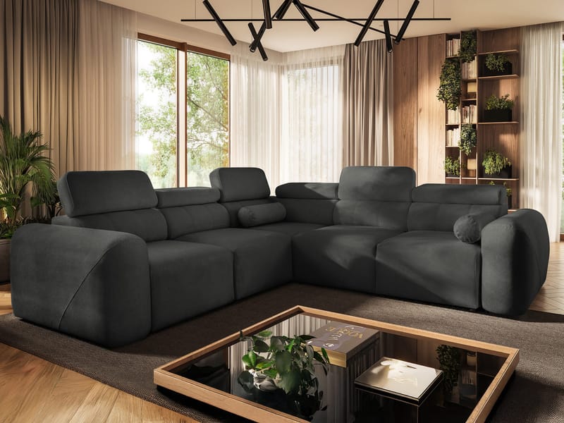 5-personers hjørnesovesofa VOLARE Velo 636 Venstrevendt - sort - Møbler - Sofaer - Sovesofaer