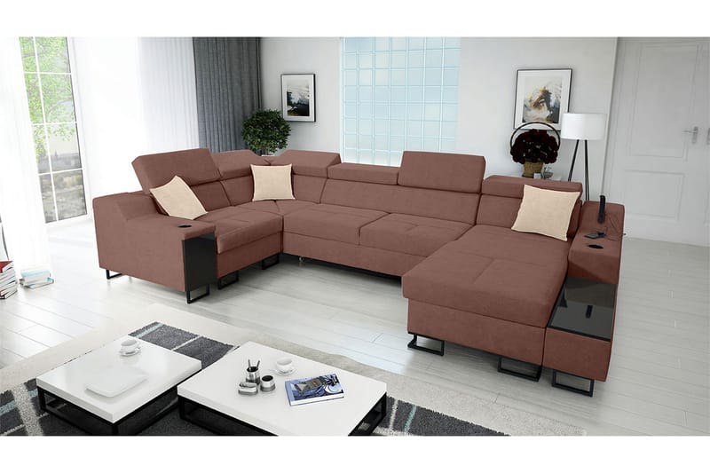 5-Pers. Sovesofa Højre - Lyserød - Møbler - Sofaer - Sovesofaer