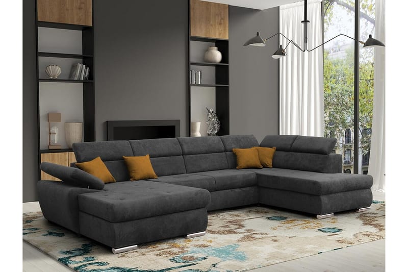 Abbeyfield 4-personers Hjørnesovesofa - Mørkegrå - Møbler - Sofaer - Sovesofaer