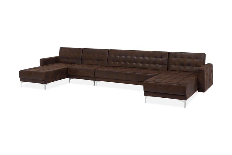 Aberdeen Chaiselongsofa med Sovefunktion - Brun - Sovesofaer - Sovesofa chaiselong - Lædersofaer - Velour sofaer