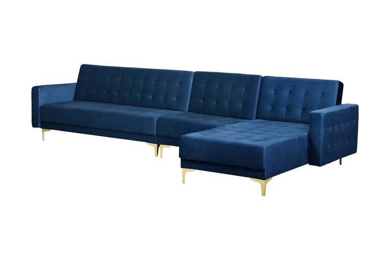 Aberdeen Hjørnesovesofa med Fodskammel Venstre - Blå - Møbler - Sofaer - Sovesofaer