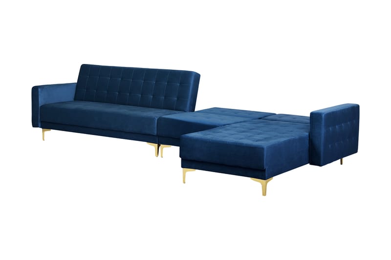 Aberdeen Hjørnesovesofa med Fodskammel Venstre - Blå - Møbler - Sofaer - Sovesofaer