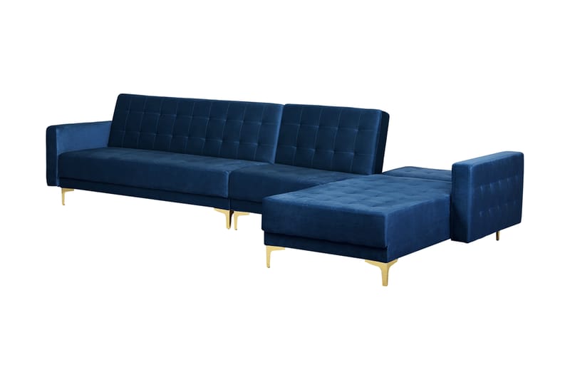 Aberdeen Hjørnesovesofa med Fodskammel Venstre - Blå - Møbler - Sofaer - Sovesofaer