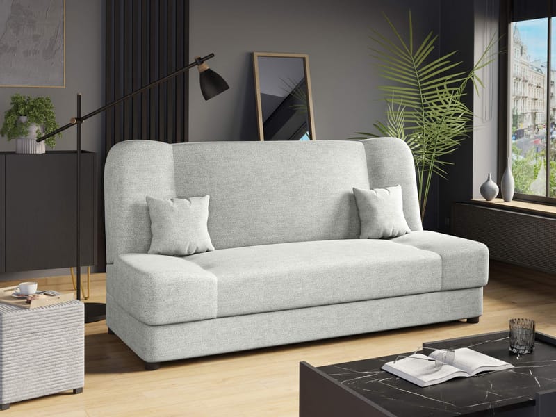 Abron 3-personers Foldbar Sovesofa 116x195 cm med Opbevaring i Stof - Grå - Møbler - Sofaer - Sovesofaer