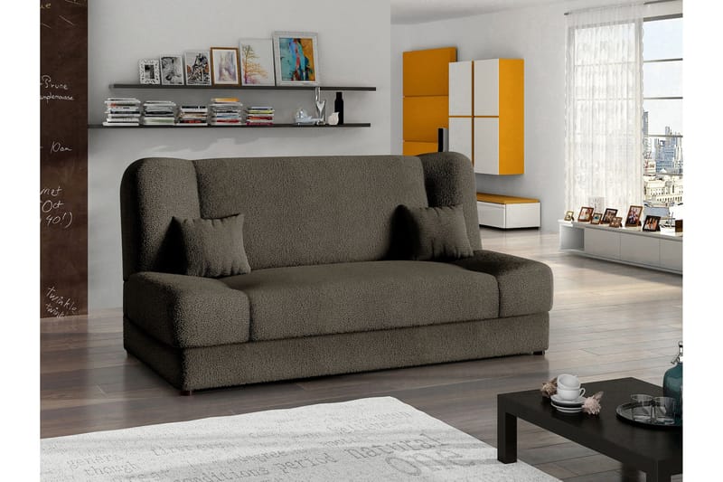 Abron 3-personers Foldbar Sovesofa med Opbevaring i Bouclé - Brun - Møbler - Sofaer - Sovesofaer