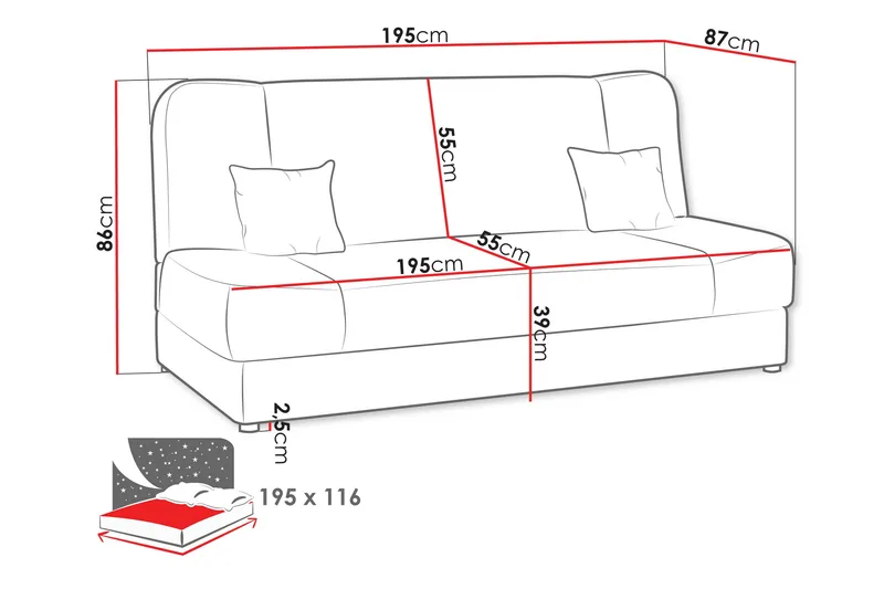 Abron Sovesofa 3-personers - Brun - Møbler - Sofaer - Sovesofaer